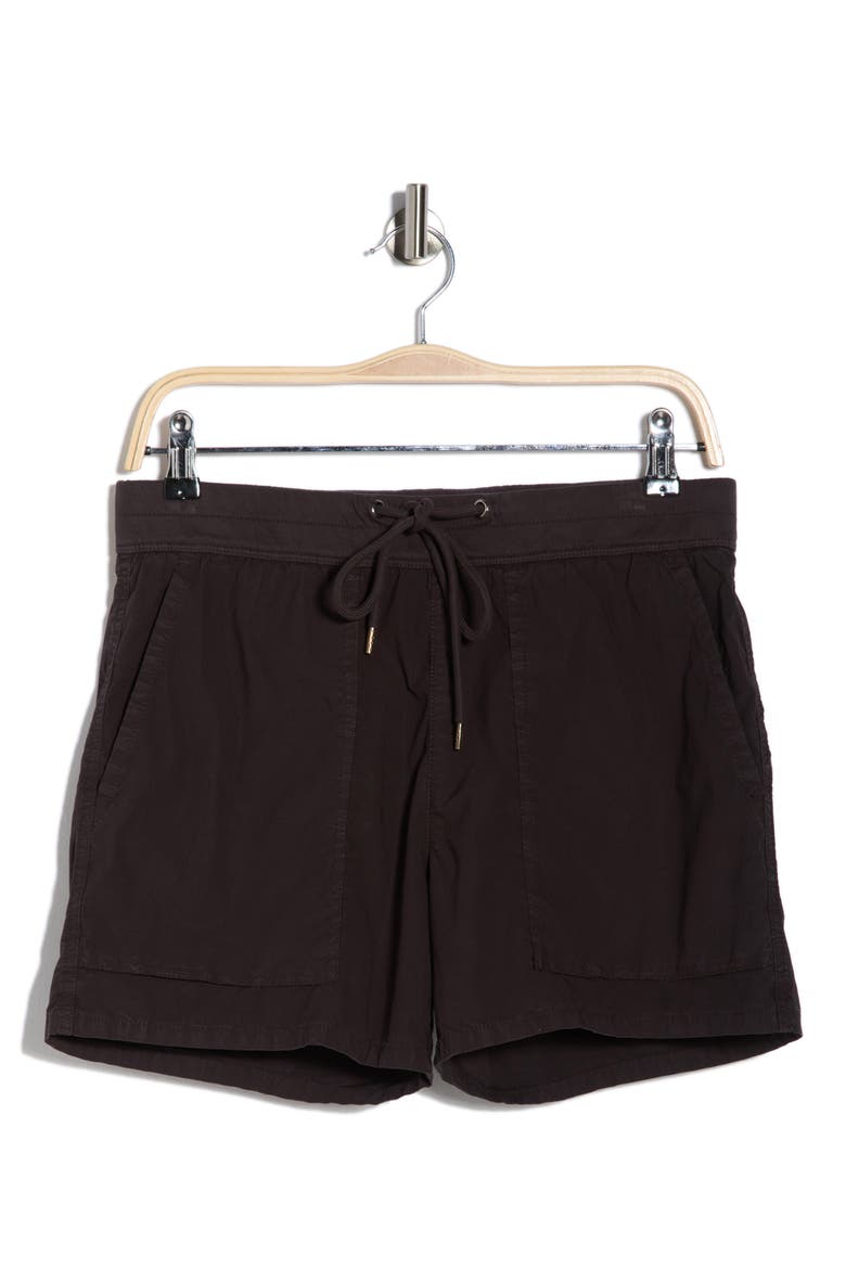 Stretch Cotton Poplin Drawstring Shorts, Alternate, color, BLACK