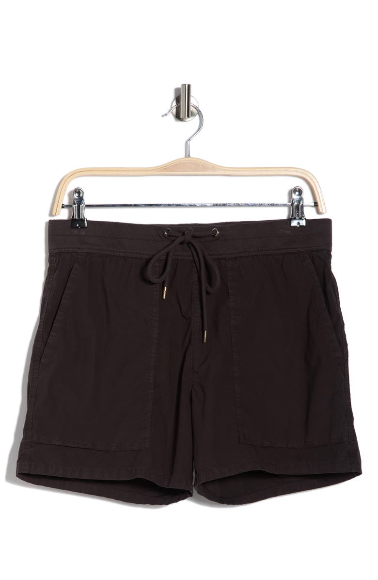 James Perse Stretch Cotton Poplin Drawstring Shorts, Main, color, Black