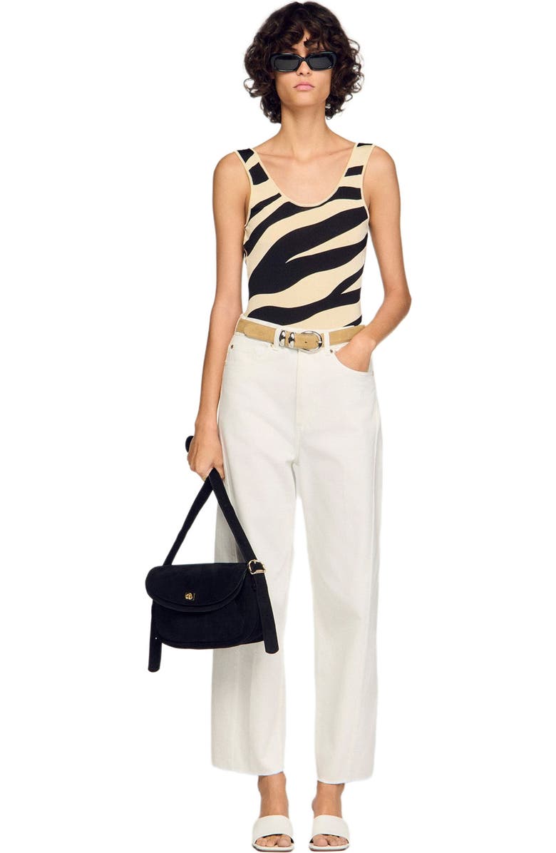 SANDRO LE MAMBO suede bag, Alternate, color, Black