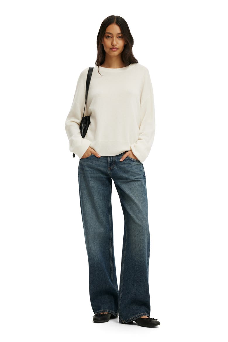 Women's Cashmere Blend Crew Knit, Alternate, color, Porcelain
