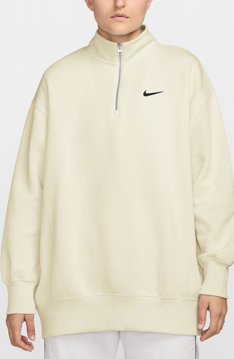 Nike Sportswear Phoenix Oversize Fleece Quarter Zip Top, Main, color, Sail/ Black
