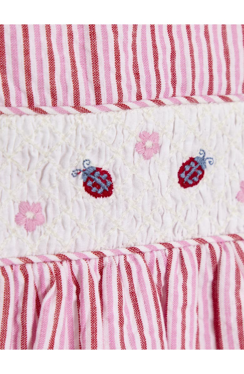 JOJO MAMAN BEBE Stripe Ladybug Embroidered Cotton Dress, Alternate, color, Pink