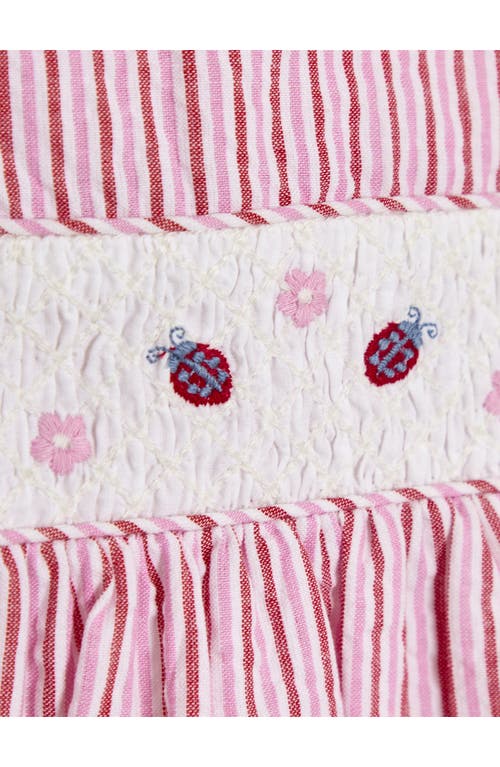 Jojo Maman Bébé Jojo Maman Bebe Stripe Ladybug Embroidered Cotton Dress In Pink