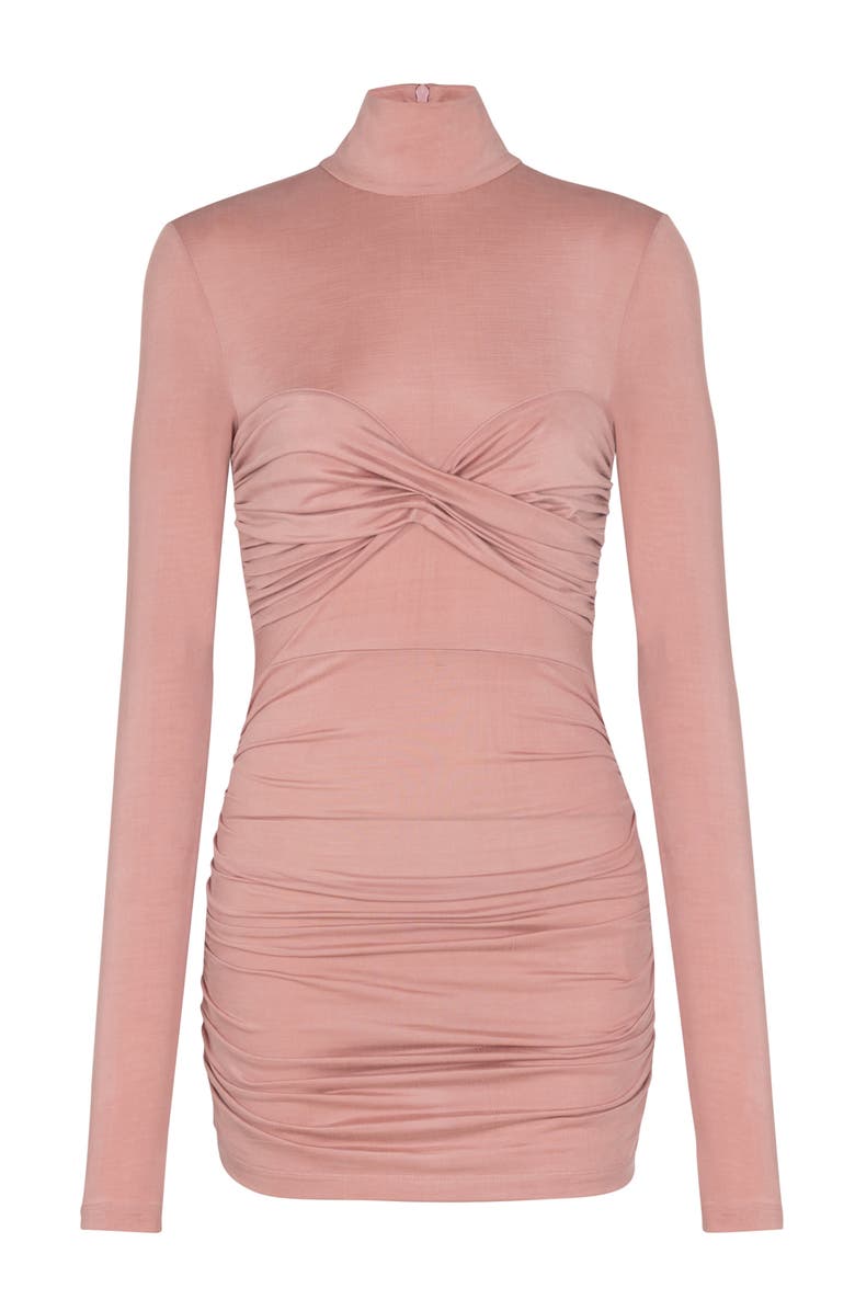 Balmain Pleated Long-Sleeved Jersey Top, Alternate, color, Pink