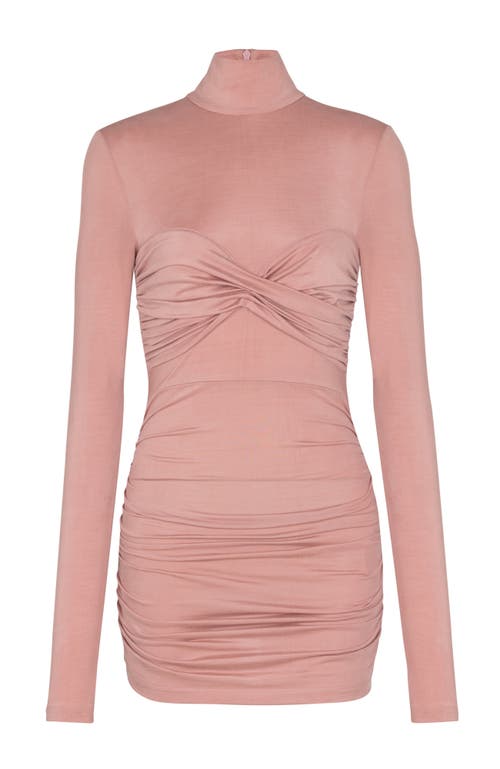 Balmain Pleated Long-sleeved Jersey Top In Pink