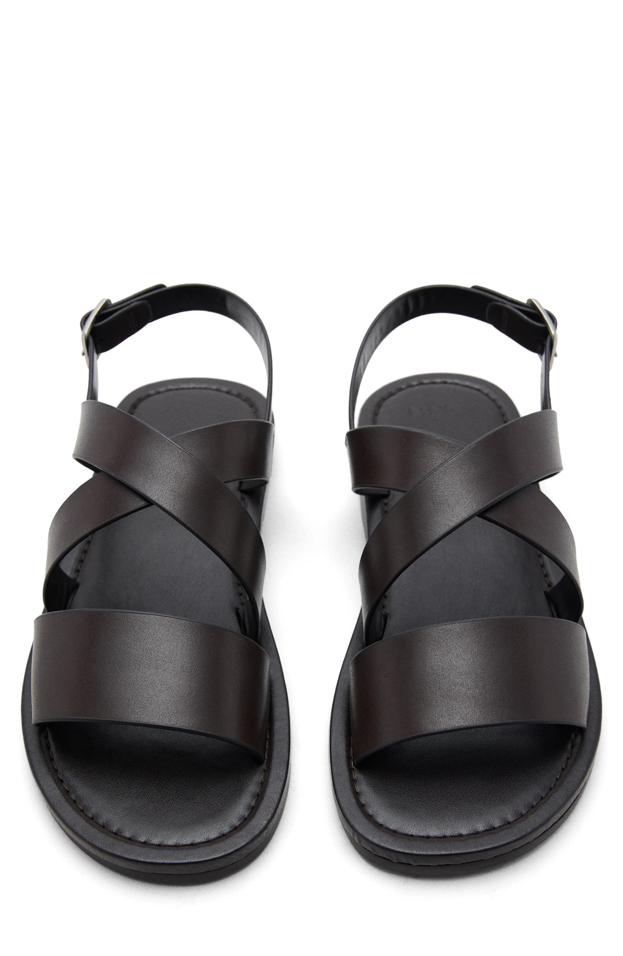 Crisscross Leather Sandal, Alternate, color, BROWN