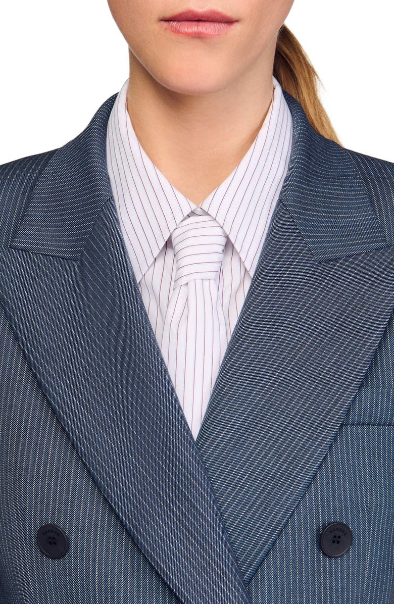 SANDRO Striped tailored jacket, Alternate, color, Blue