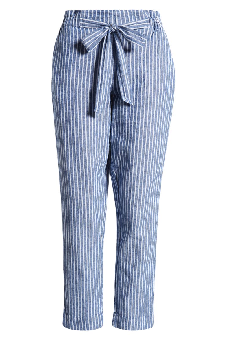 Giavanna Stripe Tapered Linen & Cotton Pants, Alternate, color, CERULEAN