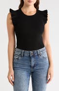 Joie Sleeveless Scalloped Flutter Sleeve Top