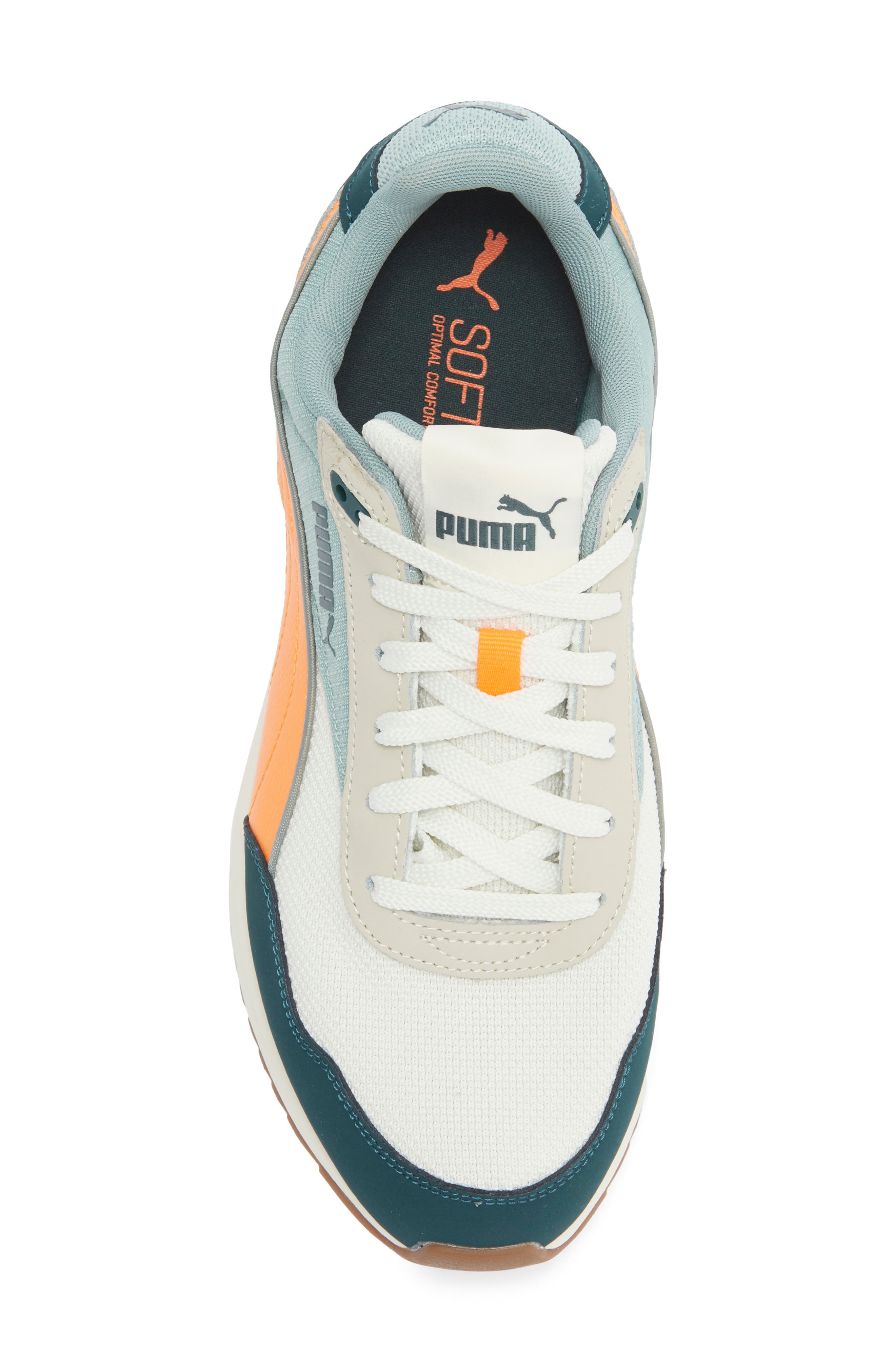 PUMA R78 Gravity Sneaker, Alternate, color, Vapor Gray/ Orange Glo/ Moss