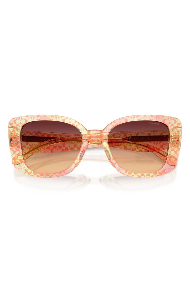 COACH 52mm Gradient Square Sunglasses, Alternate, color, Transparent Peach Signature C
