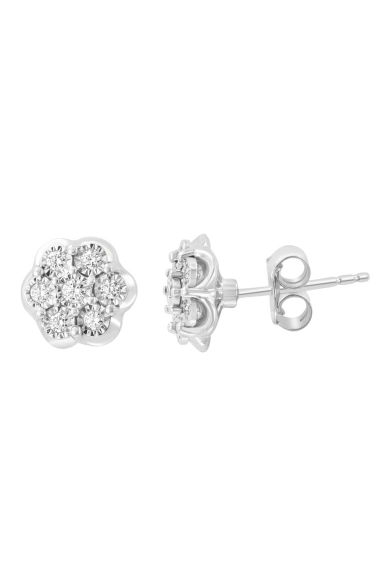 Diamond Flower Stud Earrings, Main, color, SILVER