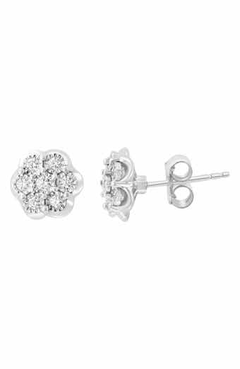 Diamond Flower Stud Earrings