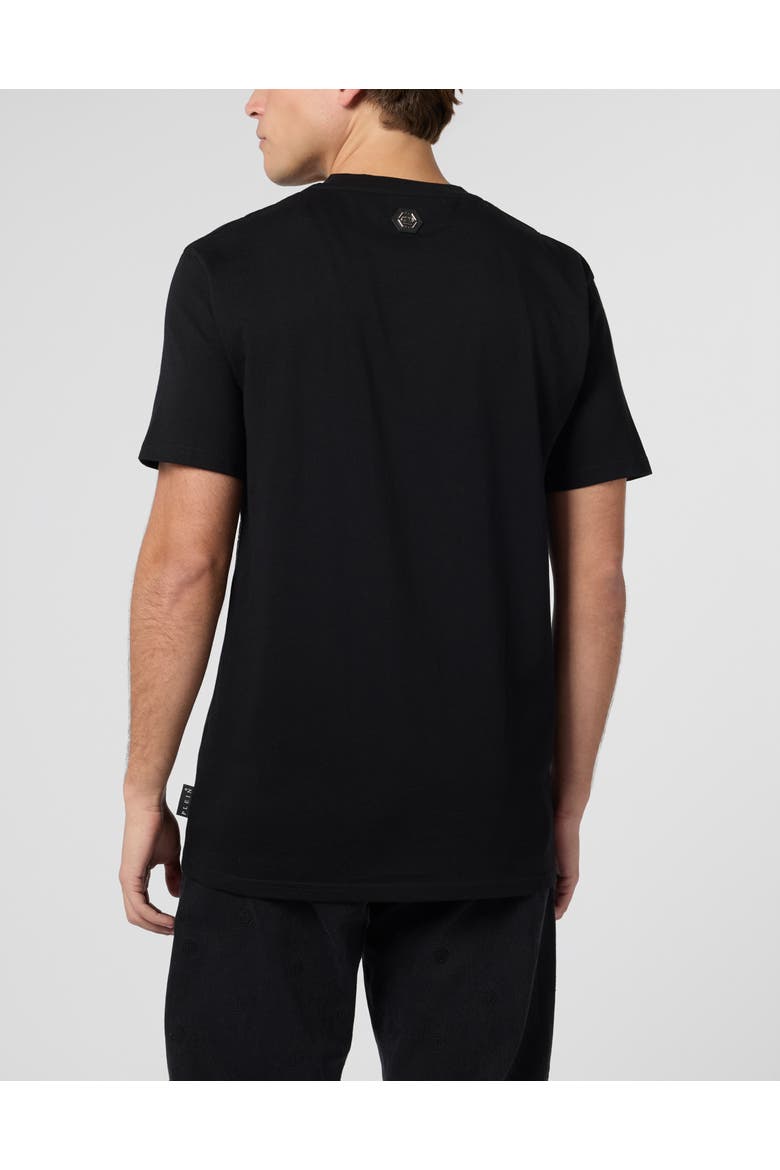 Round Neck T-Shirt Wind Rose Skull Men, Alternate, color, black
