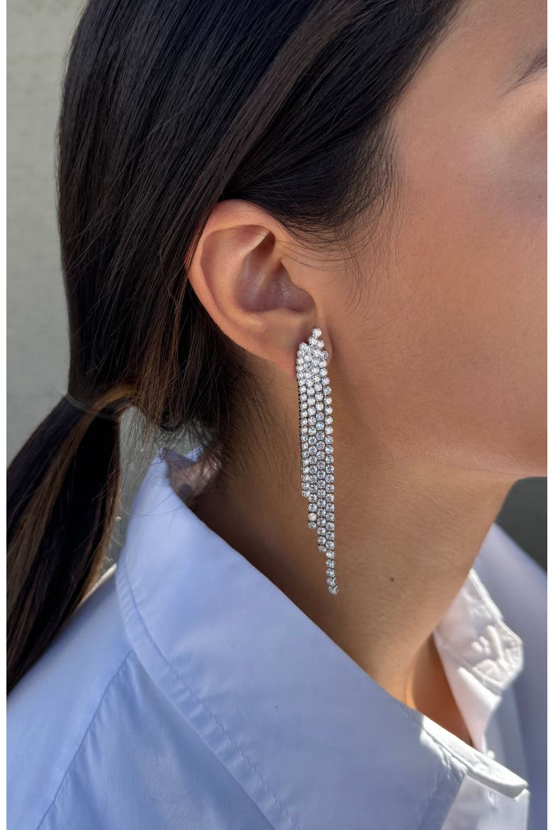 Crystal Cascading Drop Earrings, Alternate, color, SILVER