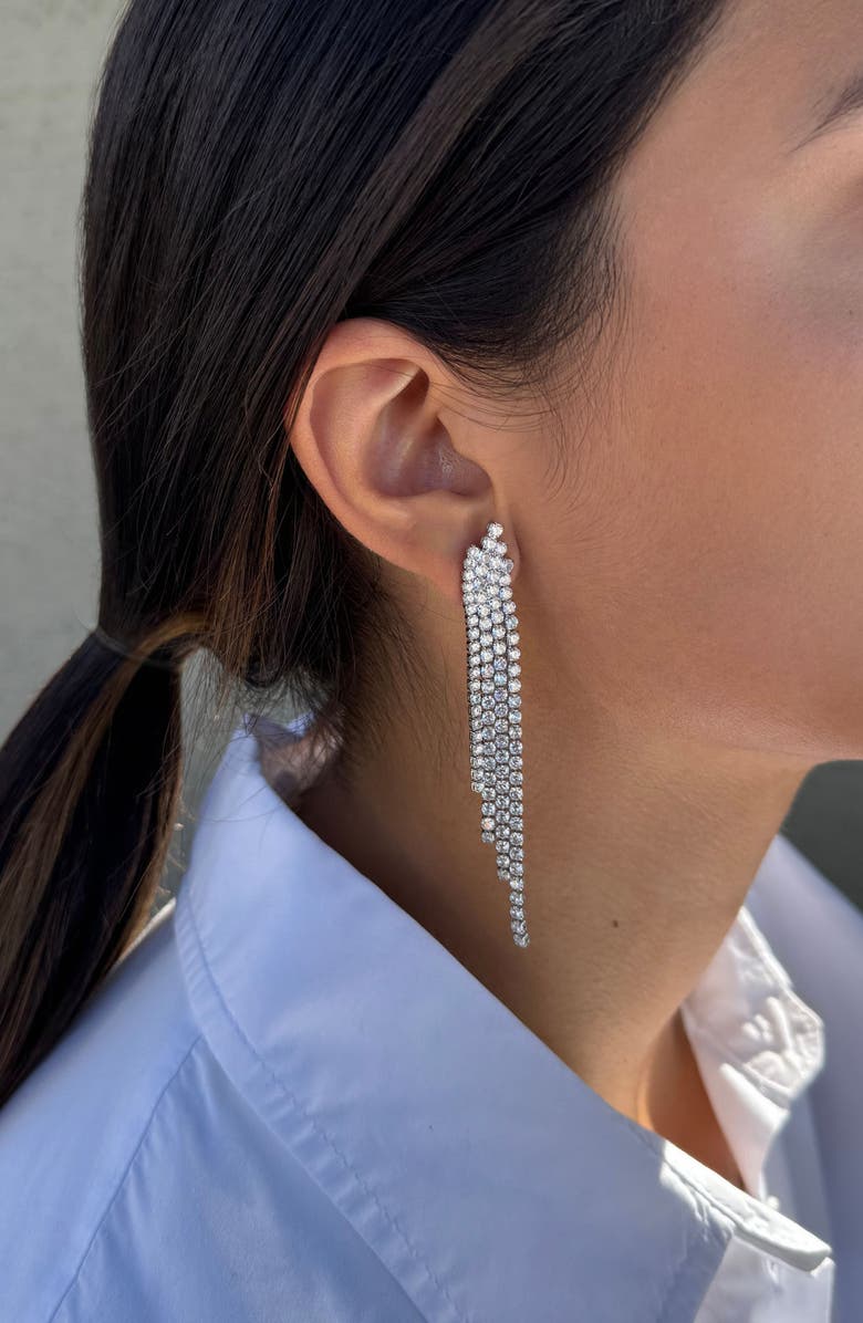 Adornia Crystal Cascading Drop Earrings, Alternate, color, Silver