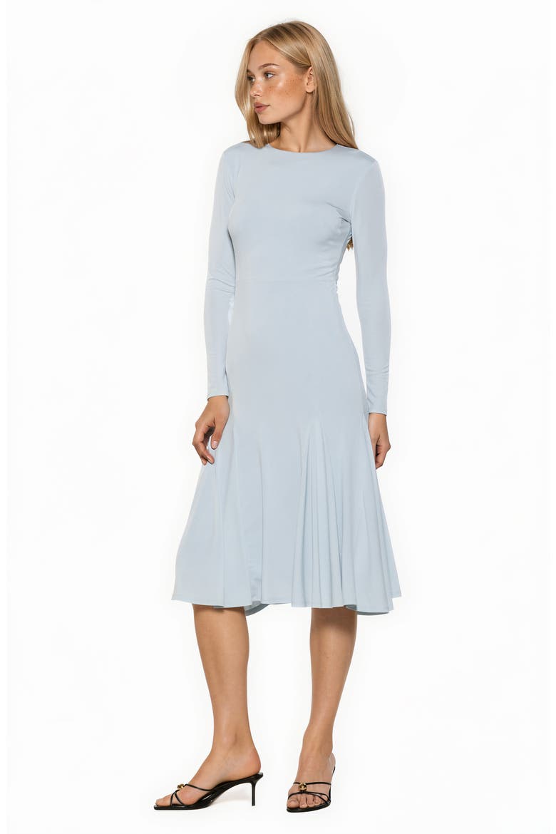 Oona Long Sleeve Fit & Flare Midi Dress, Alternate, color, ICE BLUE