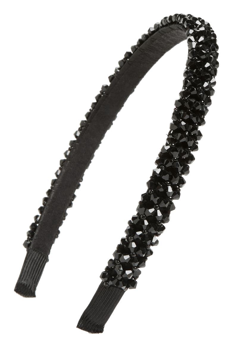 Embellished Skinny Headband, Main, color, BLACK