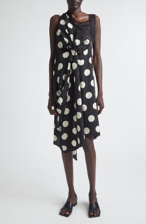 Polka Dot & Lace Asymmetric Dress
