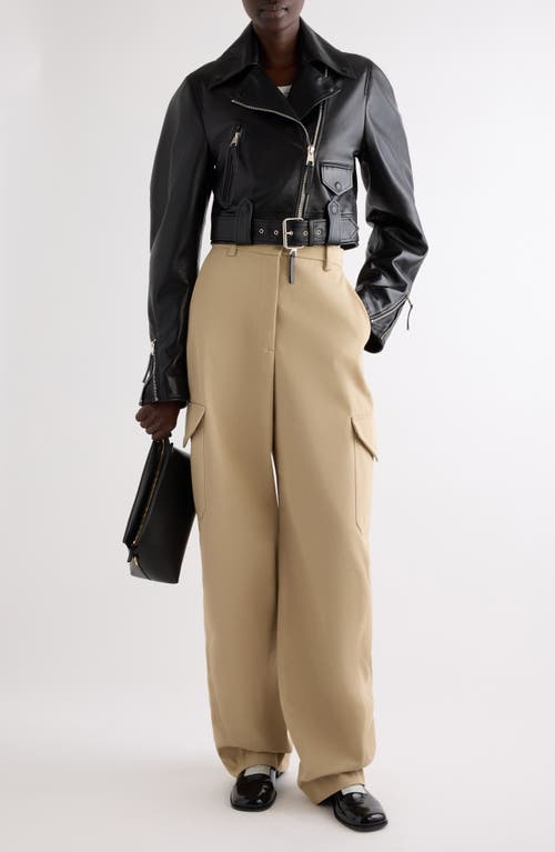 Givenchy Cocoon Crop Leather Biker Jacket In Black
