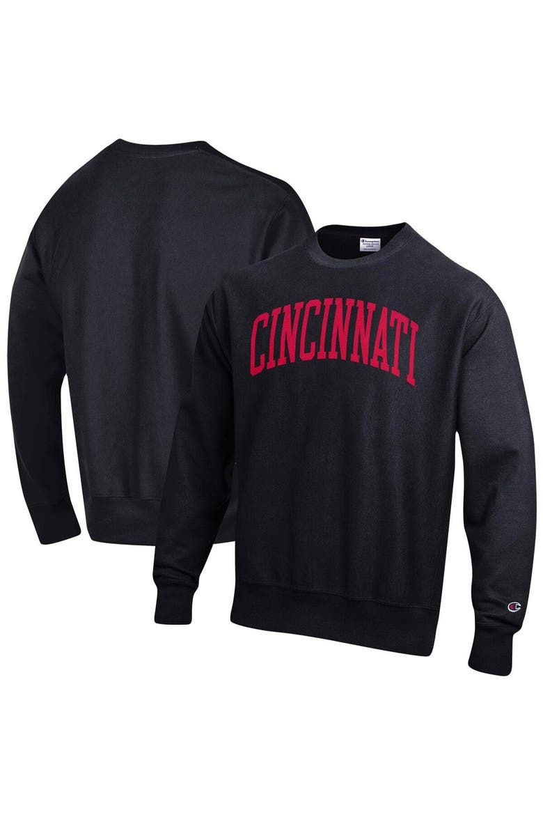 Men's Champion Black Cincinnati Bearcats Arch Reverse Weave Pullover Sweatshirt, Main, color, Black