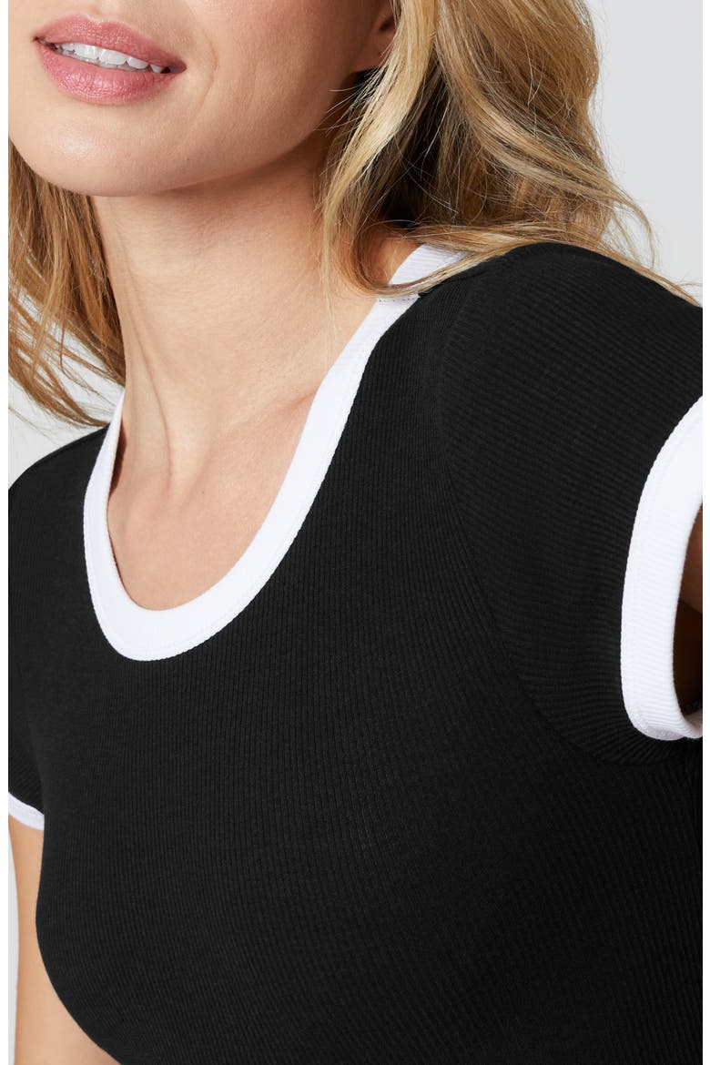 Tipped Crewneck Rib T-Shirt, Alternate, color, BLACK