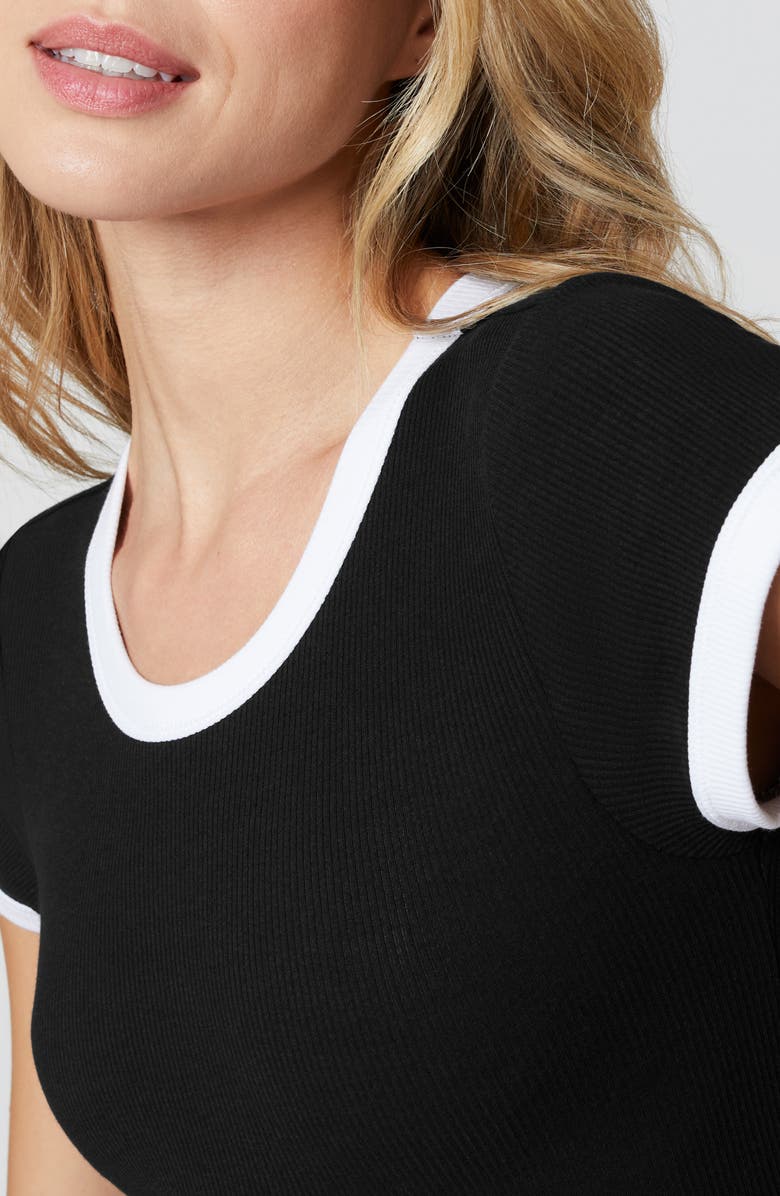 Florence by Mills Tipped Crewneck Rib T-Shirt, Alternate, color, Black