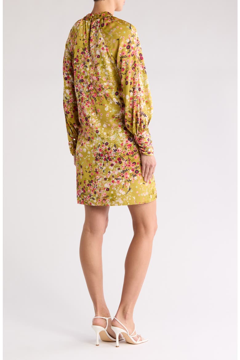 Long Sleeve Floral A-Line Dress, Alternate, color, GREEN MULTI