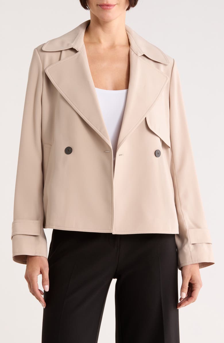 Theory Cropped Trench Coat, Main, color, Light Taupe