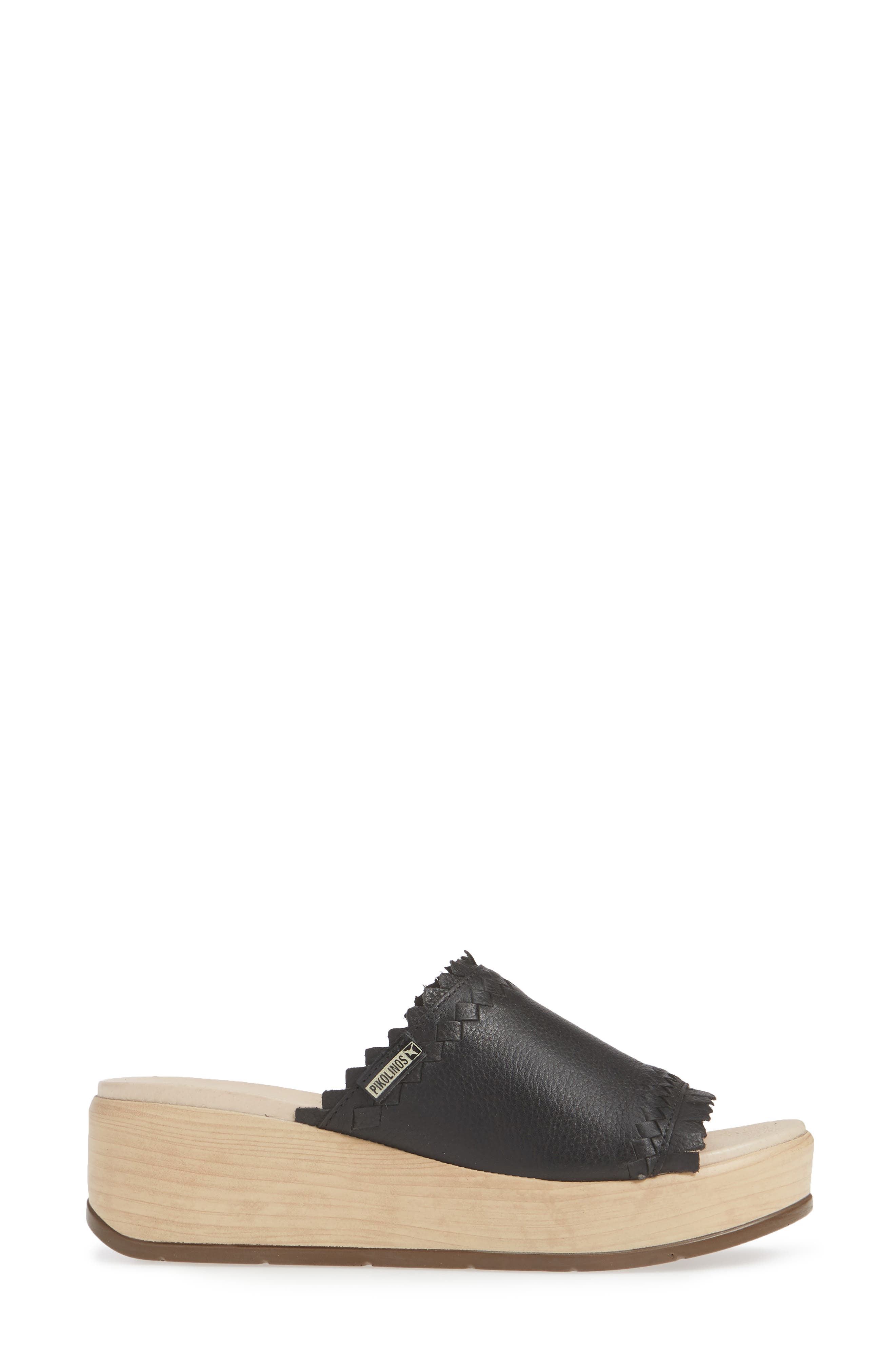 Costacabana Platform Slide Sandal, Alternate, color, BLACK LEATHER
