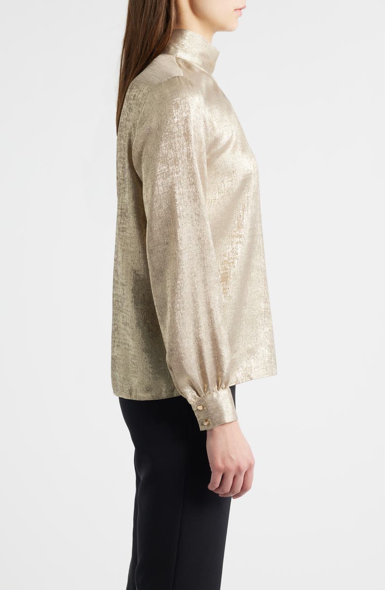 Elie Tahari The Jaden Metallic Silk Blend Top, Alternate, color, Metallic Gold