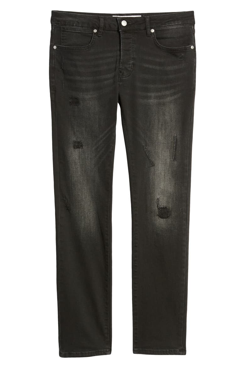 Ripped Slim Fit Jeans, Alternate, color, WASHED BLACK