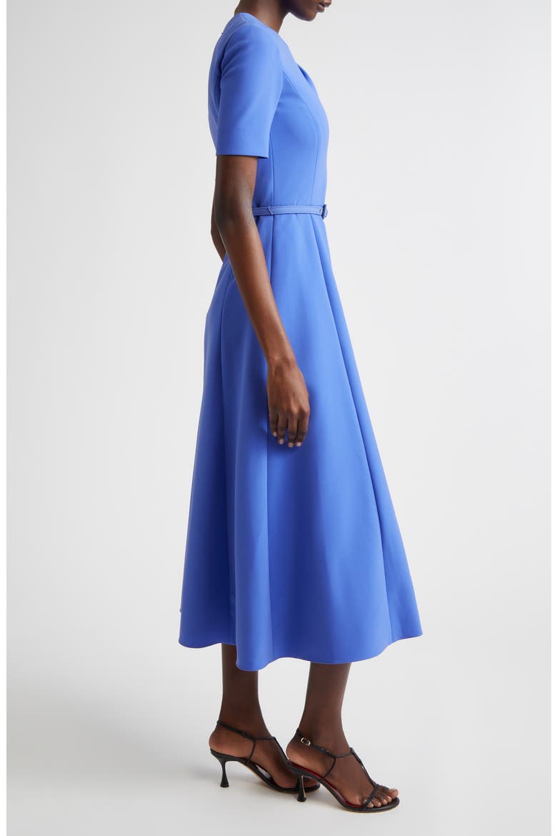 Belted Crepe Midi Dress, Alternate, color, BLUEBELL