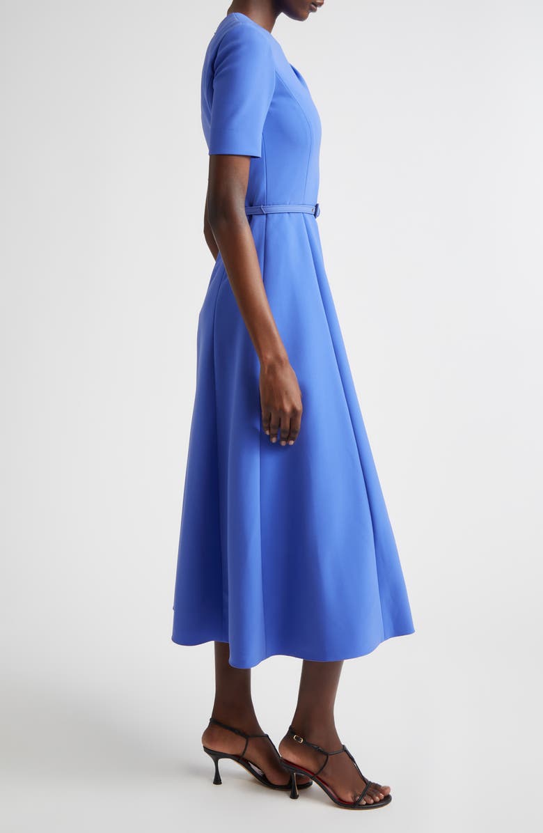 Carolina Herrera Belted Crepe Midi Dress, Alternate, color, Bluebell