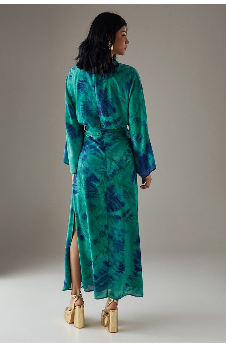 Warehouse Chiffon Wrap Knot Front Maxi Dress, Alternate, color, Green