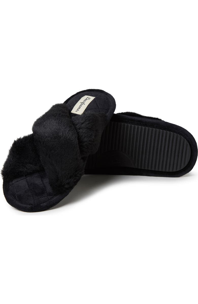 DEARFOAMS Jessica Furry Crossband Slipper, Alternate, color, Black