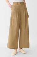 Lafayette 148 New York Park Pleated Organic Cotton Poplin Wide Leg Ankle Pants