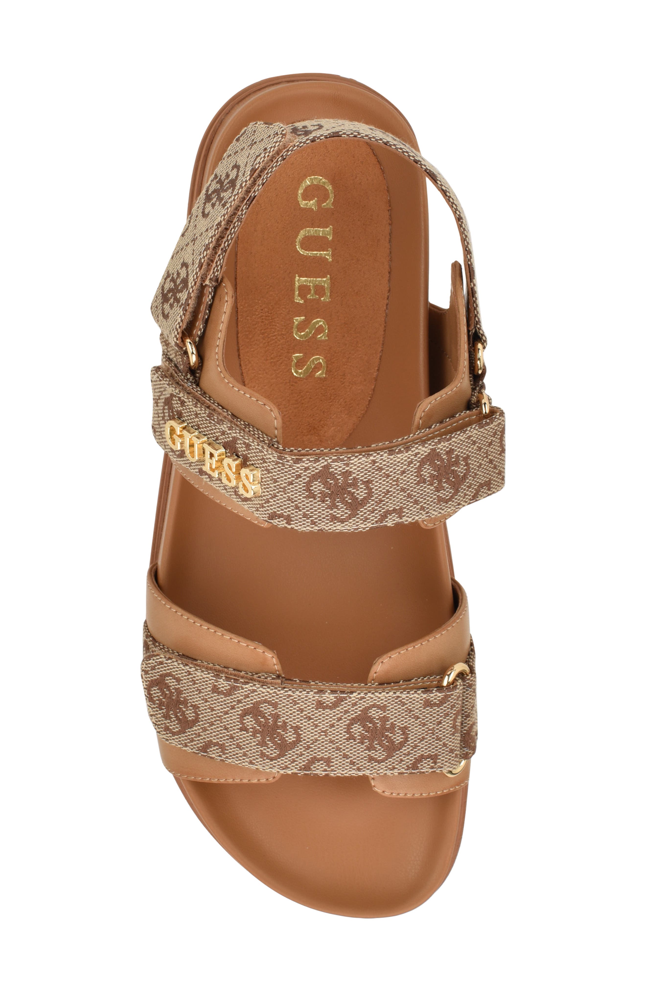 GUESS Florizi Quarter Strap Sandal, Alternate, color, Beige/ Brown