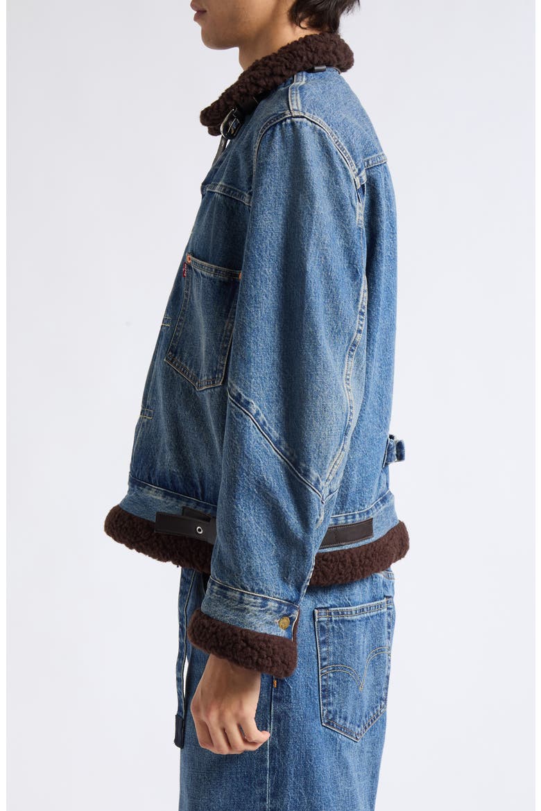x Levi's® Denim Jacket with Leather & Faux Shearling Trim, Alternate, color, BLUE