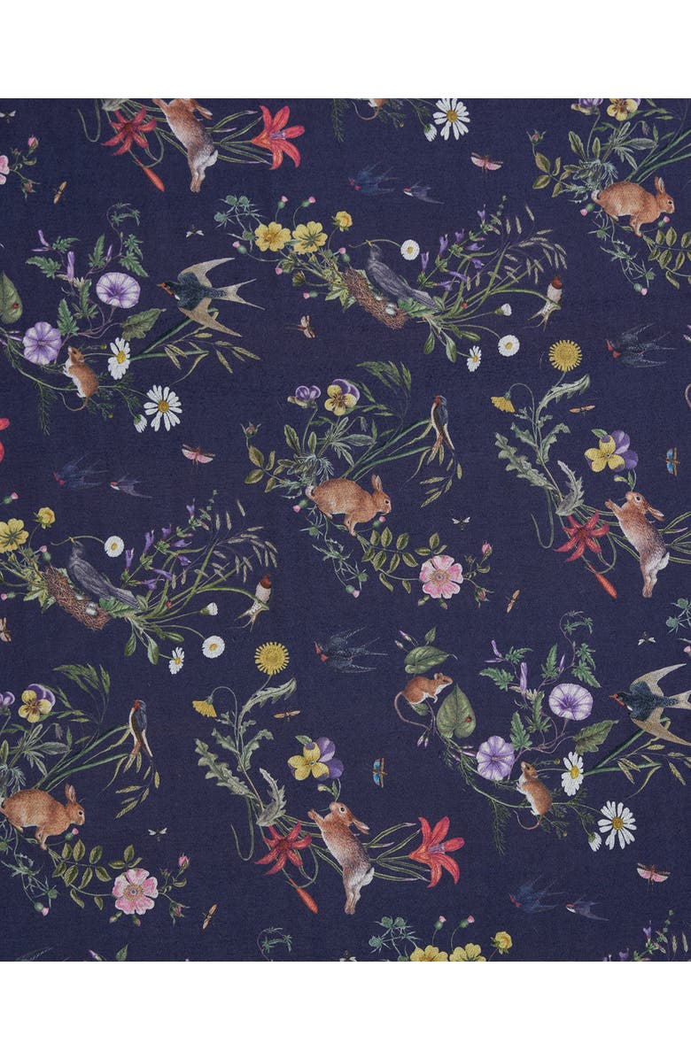 Fable England Running Bunny Toile Fringe Scarf, Alternate, color, Navy