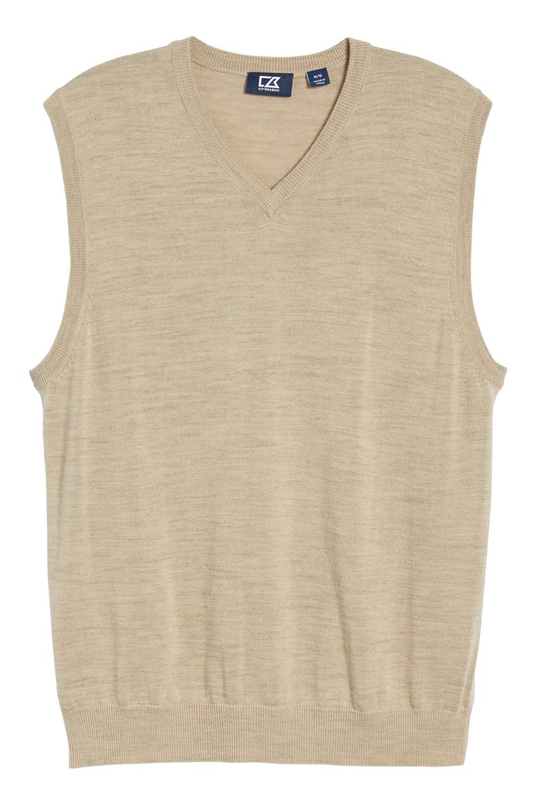 Douglas Merino Wool Blend V-Neck Sweater Vest, Alternate, color, SAND HEATHER