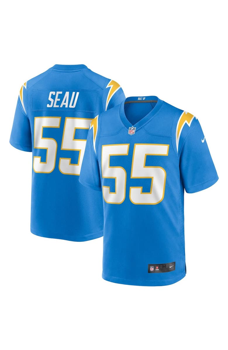 Nike Men's Nike Junior Seau Powder Blue Los Angeles Chargers Game Retired Player Jersey, Main, color, 