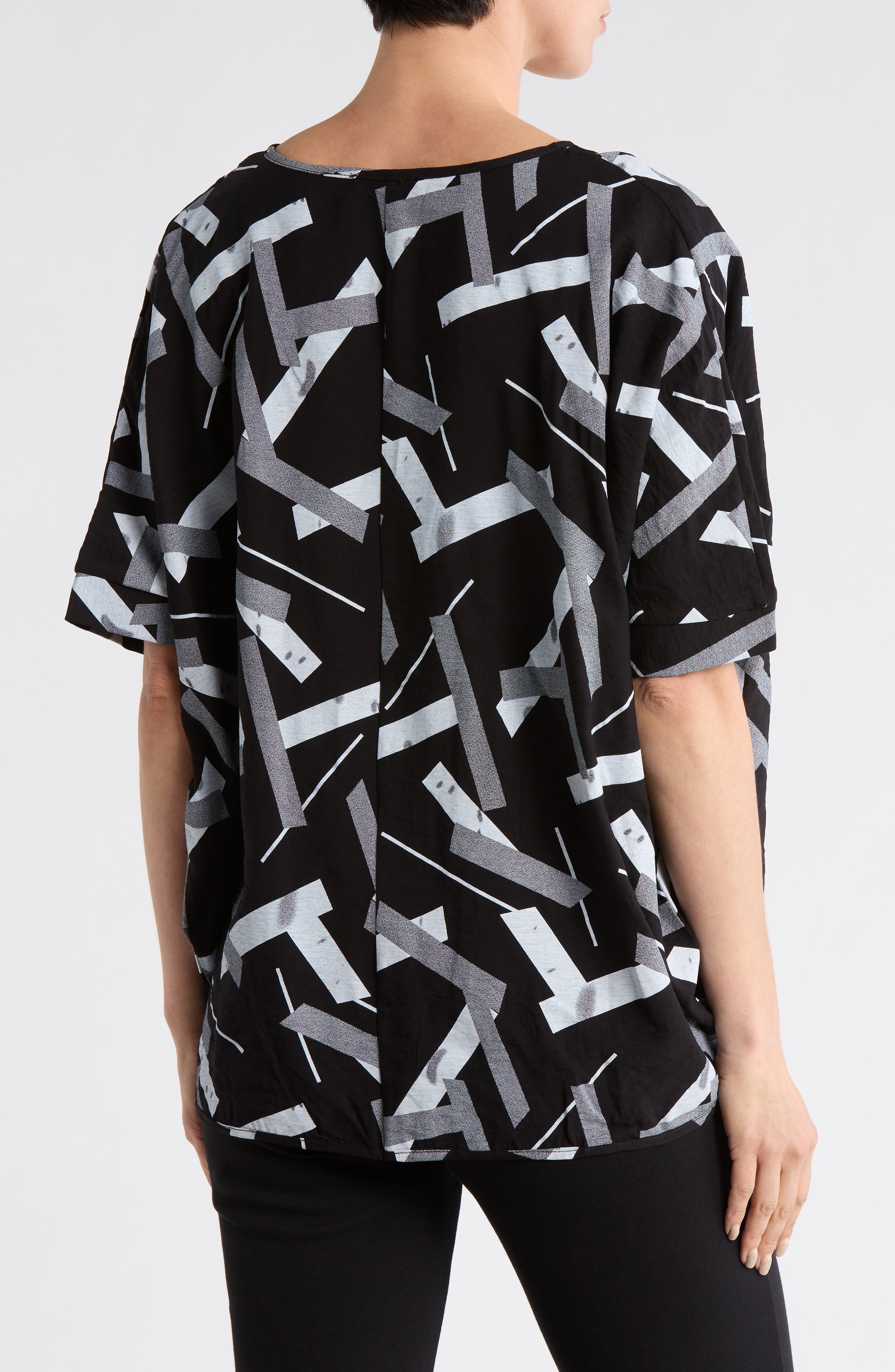 Geometric Print V-Neck Top - image 2