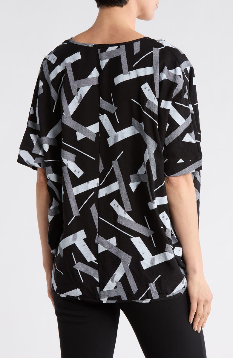 PATRIZIA LUCA Geometric Print V-Neck Top, Alternate, color, Black