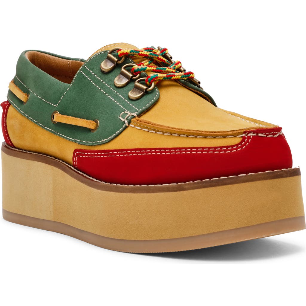 Steve Madden Benett Platform Boat Shoe In Natural Multi