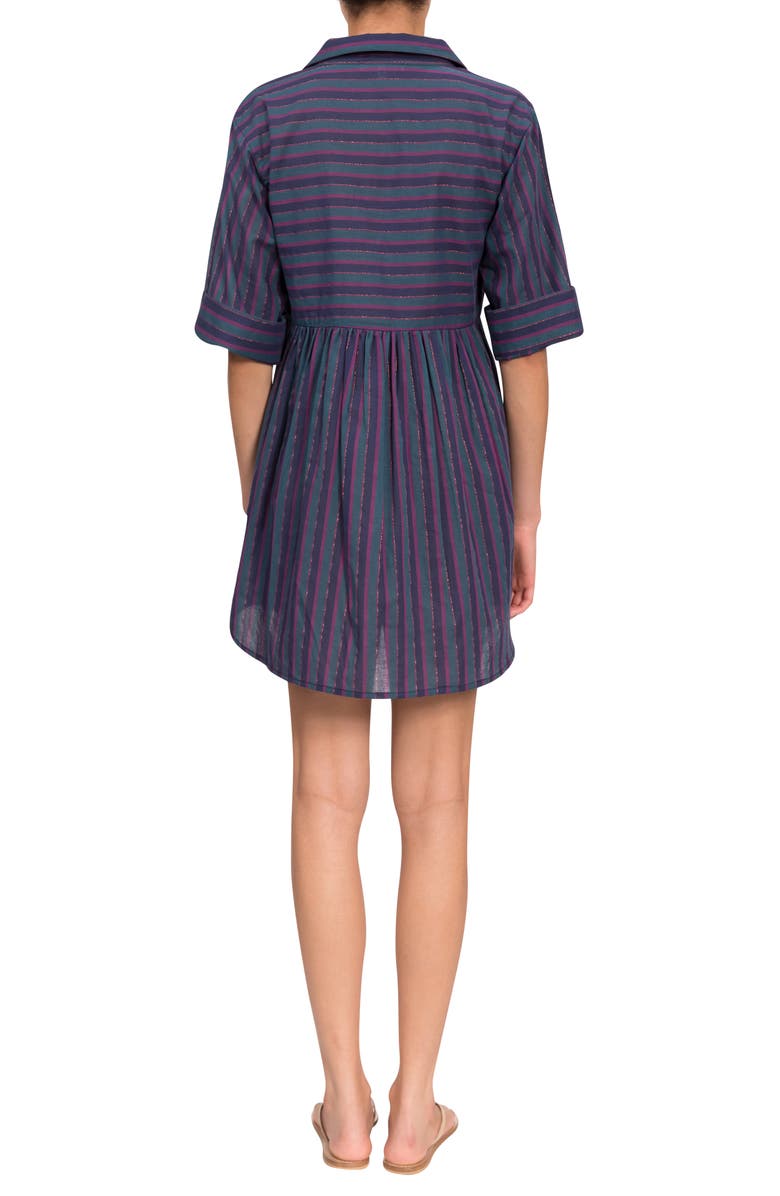 Everyday Ritual Georgina Stripe Cover-Up Minidress, Alternate, color, Peacock Stripe