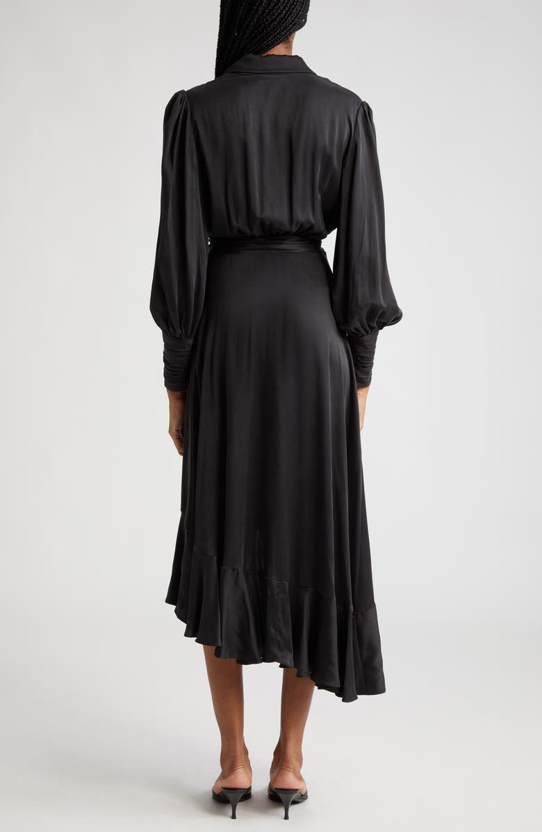 Zimmermann Long Sleeve Silk Wrap Midi Dress, Alternate, color,