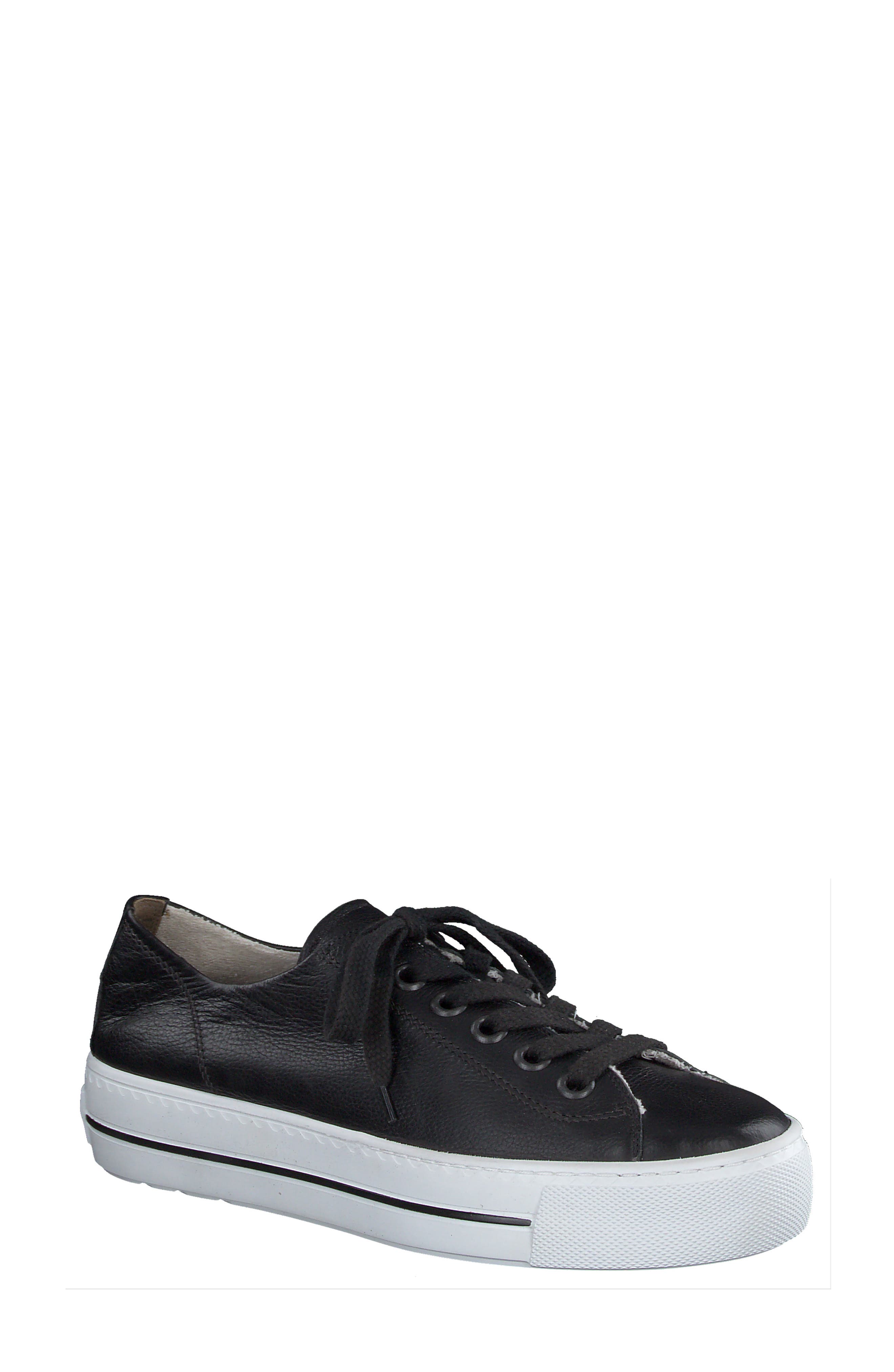 Paul Green Bixby Platform Sneaker, Main, color, Black Leather