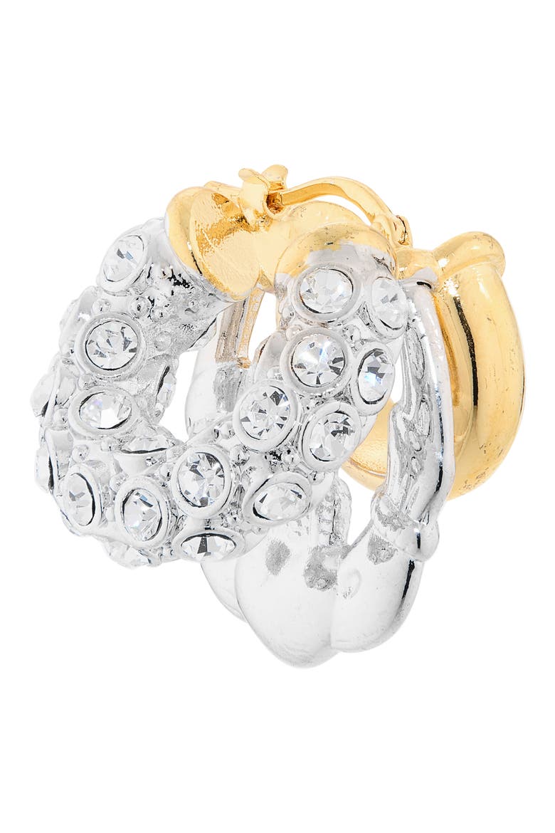 Stacked Rhinestone Hoop Earrings, Alternate, color, RHODIUM/ GOLD/ CRYSTAL