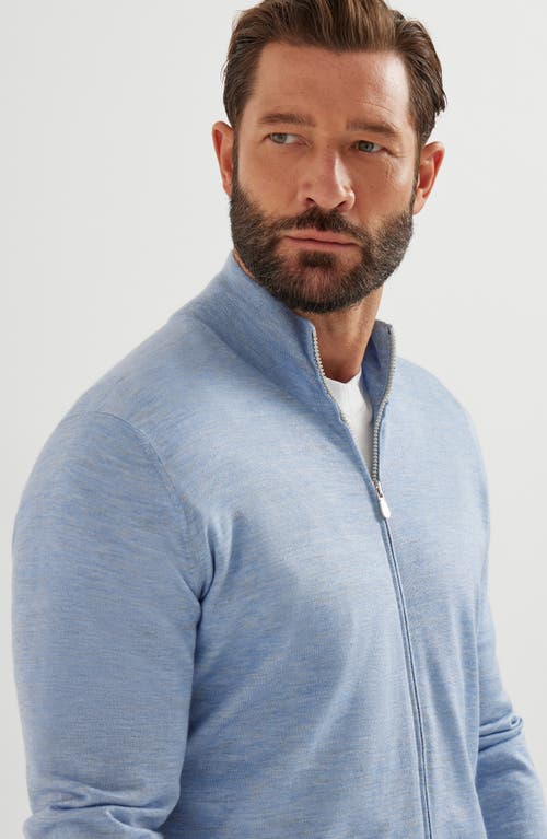 Brunello Cucinelli Zip-neck Lightweight Cardigan In Blue